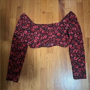 Floral Long Sleeve Crop Top